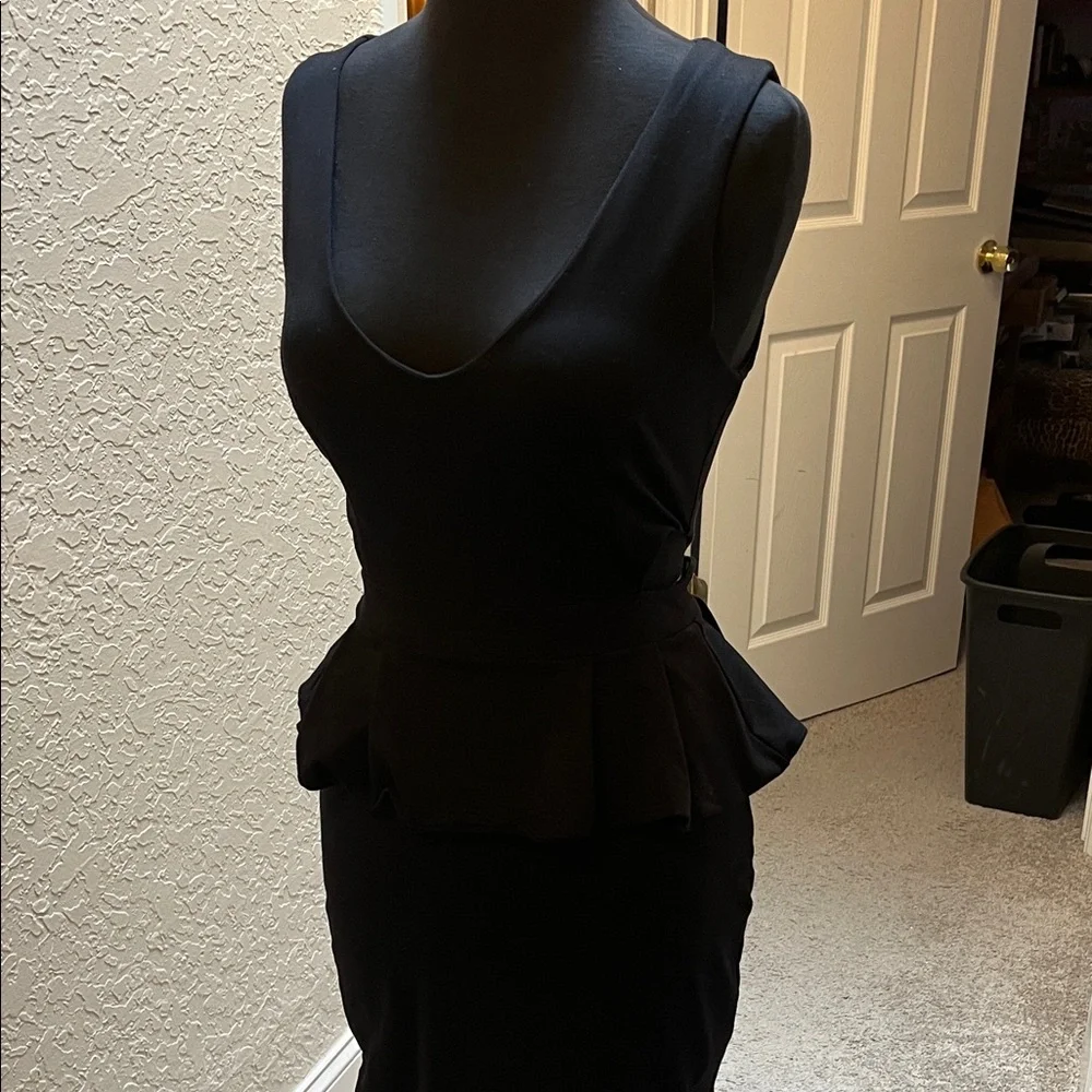 bebe Black Peplum Mini Dress with Side Cutouts Size Small - Picture 5 of 5